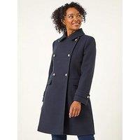 Roman Petite Double Breasted Military Coat - Navy