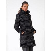 Roman Dogtooth Flock Coat - Black