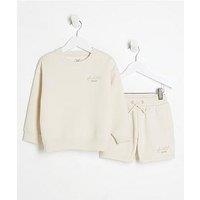 River Island Mini Mini Boys Sweatshirt Short Set - Ecru
