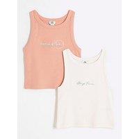 River Island Girls Pack Of 2 Tank Tops - Coral - Orange