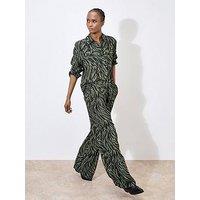 Apricot Zebra Wide Leg Printed Trouser - Khaki