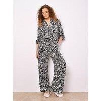 Apricot Zebra Wide Leg Printed Trouser - Stone