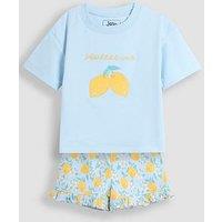 Jojo Maman Bebe Girl Fruit Printed Jersey Pyjamas - Blue