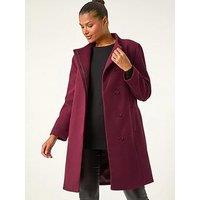 Roman Tailored Funnel Neck Pocket Detail Coat - Red