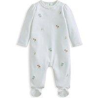 Mamas & Papas Baby Girls Embroidered Flower Sleepsuit - White