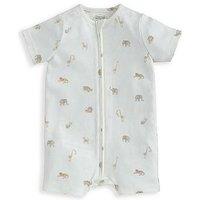 Mamas & Papas Baby Unisex Safari Print Zip Shortie Romper - Cream