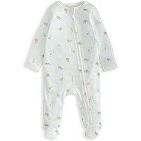 Mamas & Papas Baby Unisex Safari Print Asymmetric Zip Sleepsuit - Cream