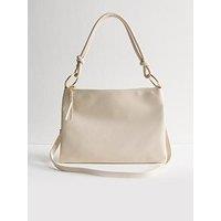 New Look Grained Faux Leather Slouch Shoulder Bag - Cream