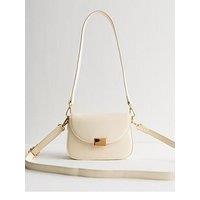 New Look Faux Leather Crossbody Saddle Bag - Cream