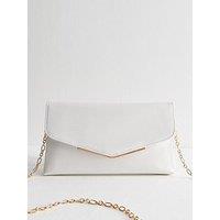 New Look Faux Leather Envelope Clutch - White