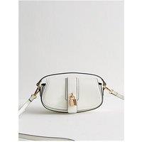 New Look White Faux Leather Saddle Padlock Crossbody Bag