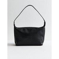 New Look Black Woven Faux Leather Shoulder Bag