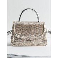 New Look Raffia Top Handle Mini Bag - Silver