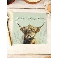 The Personalised Memento Company Personalised Highland Cow Glass Chopping Board