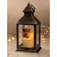 The Personalised Memento Company Personalised Highland Cow Black Lantern