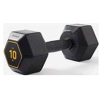 Decathlon 10 Kg Cross Training And Weight Training Hexagonal Dumbbell - Black