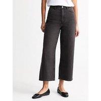 New Look Adalae Wide Leg Cropped Jeans - Washed Black