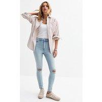 New Look Light Blue Ripped Hallie Skinny Jeans