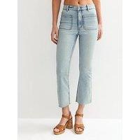 New Look Kick Flare Cropped Denim Jeans - Light Blue