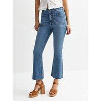 New Look Blue Patch Pocket Kick Flare Denim Jeans