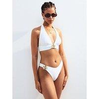 New Look Cream Flower Detail Bikini Bottoms - White