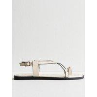 New Look Off White Crossover Strap Faux Leather Sandals - Cream