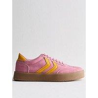 New Look Pink Faux Suede Panelled Flatform Trainers