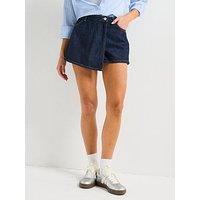 Only Wrap Style Denim Skort - Blue