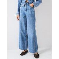 Only High Waisted Wide Leg Jeans - Light Blue