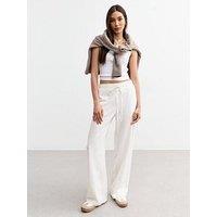 New Look White Linen Blend Drawstring Waist Trousers