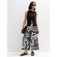 New Look Asher Abstract Cropped Wide Leg Trouser - Black