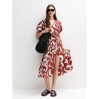 New Look Sarahbeth Tier Wrap Midi - Red