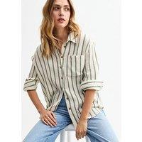 New Look Striped Double Cloth Muslin Shirt - Green