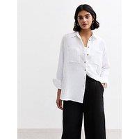 New Look White Crinkled Texture Cotton Shirt