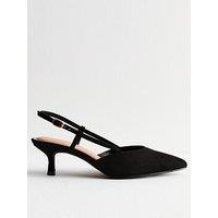 New Look Wide Fit Black Faux Suede Slingback Court Shoes