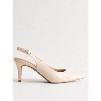 New Look Faux Patent Slingback Pumps - Off White