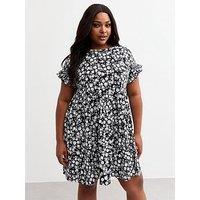 New Look Curves Black Floral Print Jersey Mini Dress