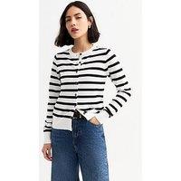 New Look White Striped Crew Neck Cardigan