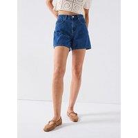 Only High Waisted Mom Denim Short - Blue