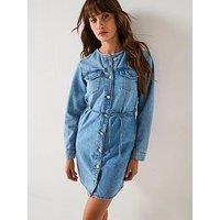 Only Tie Waist Denim Mini Dress - Blue