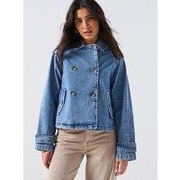 Only Short Denim Trench Jacket - Blue