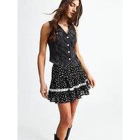 New Look Floral Tiered Mini Skirt - Black