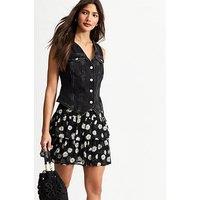 New Look Daisy Print Ruffle Mini - Black