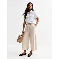 New Look Louis Linen Crop Trousers - Beige