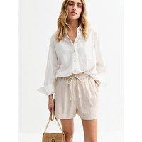 New Look Linda Linen Shorts - Beige