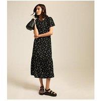 New Look Spot Print Frill Sleeve Midi Dress - Black