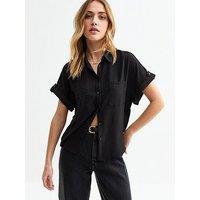 New Look Black Double Chest Pocket Shirt