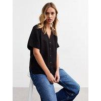 New Look Black V-Neck Button Up Top