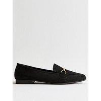 New Look Black Faux Suede Snaffle Detail Loafers