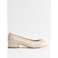 New Look White Patent Heeled Ballerina Pumps